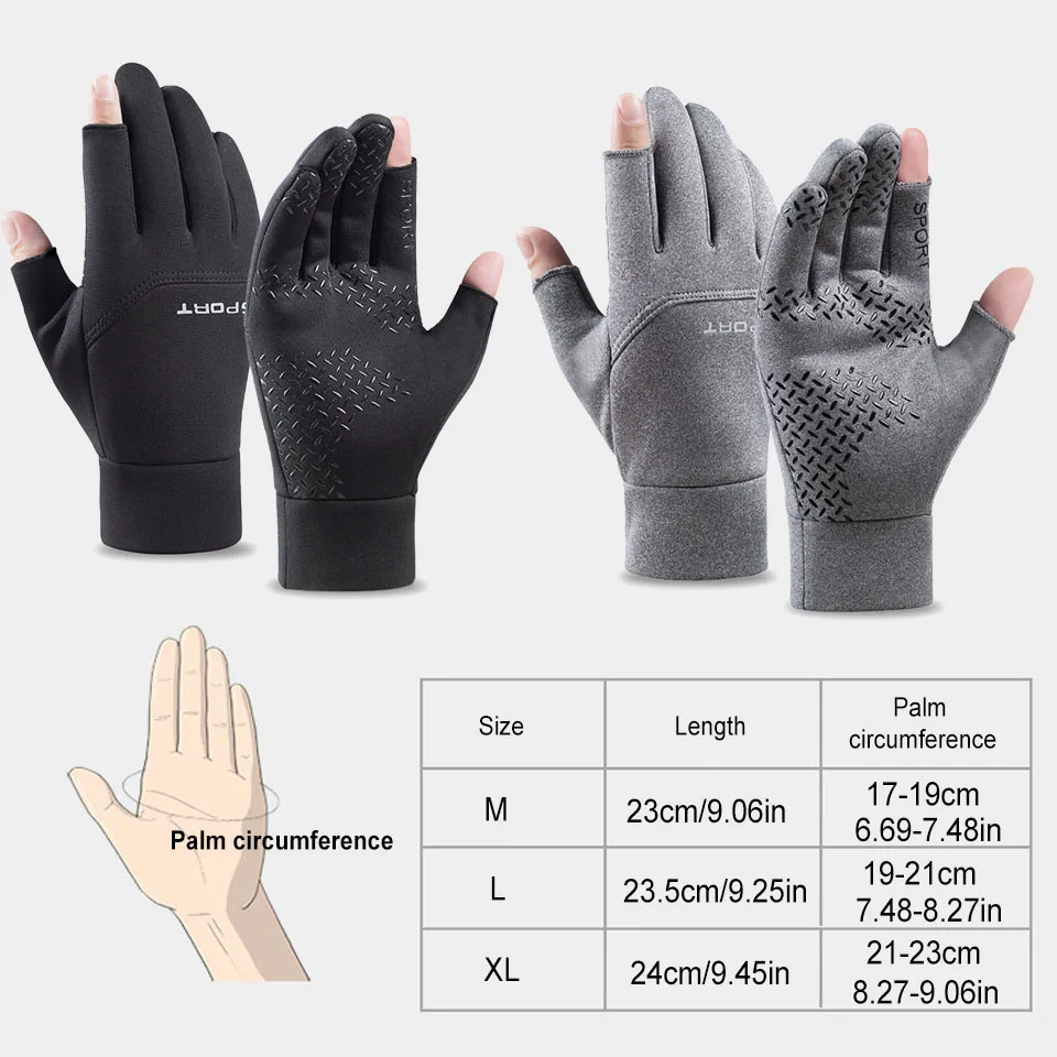 Fall Winter Second Finger Gloves Padded Warm Fishing Gloves Half Finger Touch Screen Windproof Anti-slip Cycling 1Pair cycling gloves,fingerless gloves,fishing gloves