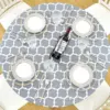 Elastic Edged Vinyl Fitted Tablecloth Flannel Backed & Elastic Edge Table Cover Indoor Outdoor Round Fitted Vinyl Table Cloth 6