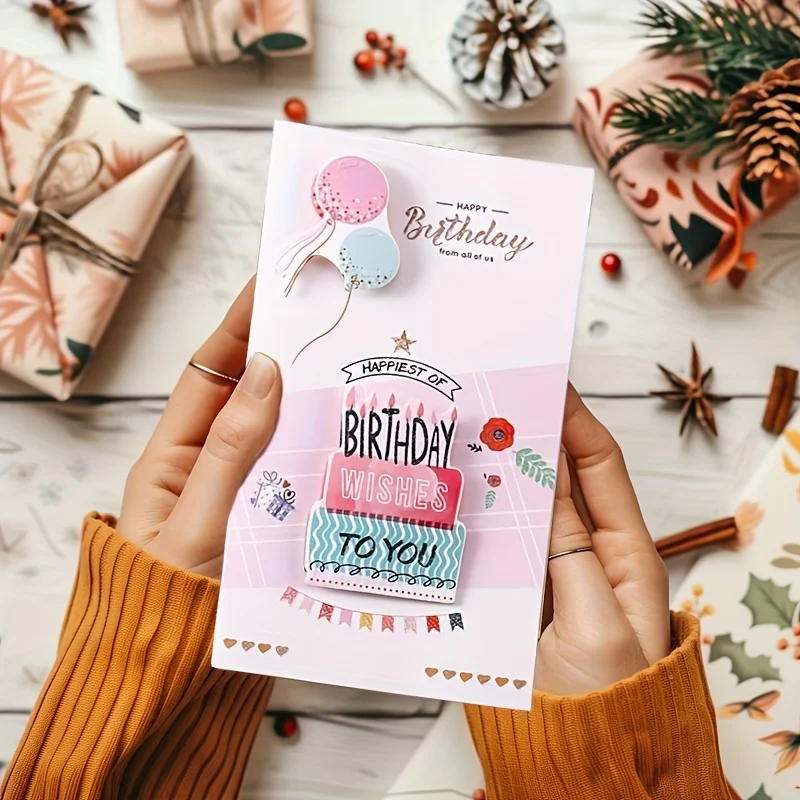 8pcs/set, Birthday 3D Greeting Cards With Envelopes, Greeting Cards, Christmas Greeting Cards, Blessings Greeting Cards