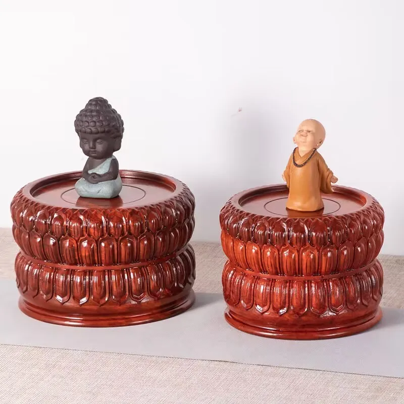 

Multifunctional Lotus Pedestal Wooden Miniatures Figurines Display Stand Home Decor Incense Burner Vase Base Flower Pot Shelves