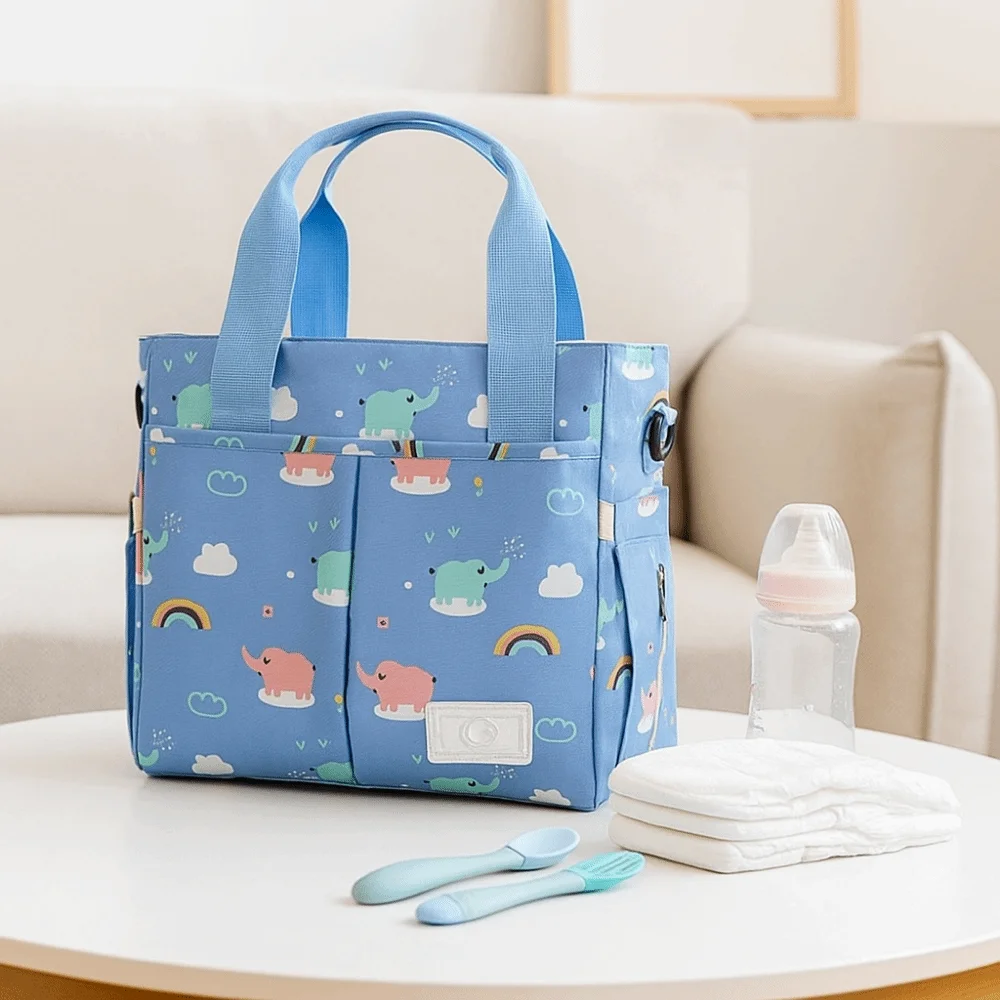 Fashion Printed Mommy Bag Wide Opening Large Capacity Baby Nappy Bag Lightweight Waterproof Baby Diaper Bag for Babies