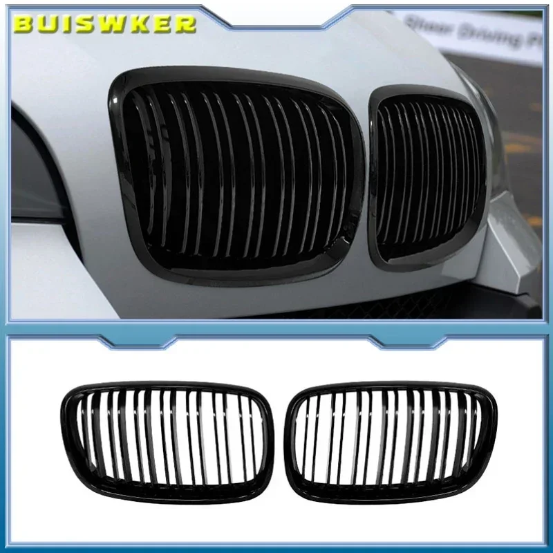 

1pair Glossy Black Car Front Bumper Grille Front Mesh Grille for BMW X5 E70 X6 E71 2007-2014