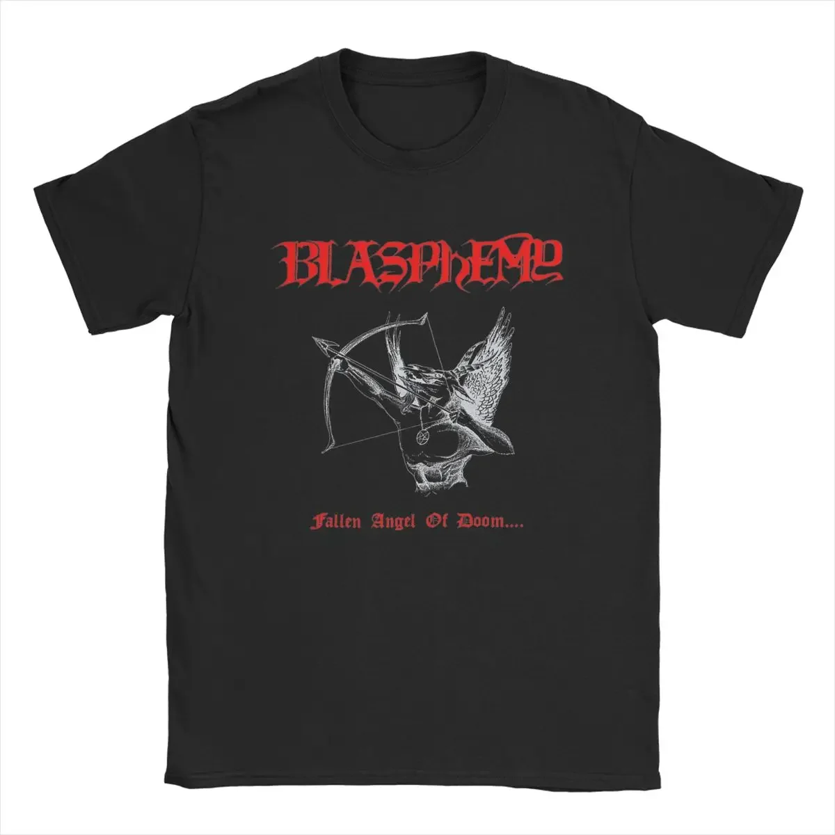 

Men's T-Shirts Blasphemy Fallen Angel Vintage 100% Cotton Tee Shirt Short Sleeve T Shirt Round Neck Clothes Birthday Present