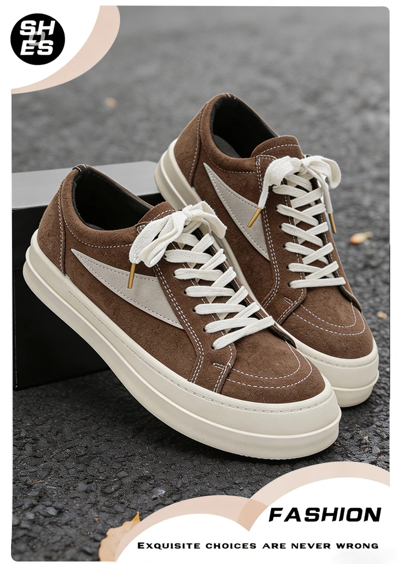Men's Casual Platform Vulcanised Trainers Comfortable Sneakers_voghion.com