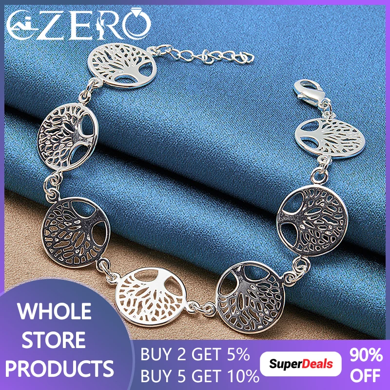 ALIZERO 925 Sterling Silver Tree of Life Chain Bracelet For Women Fashion Wedding Engagement Party Jewelry Gift