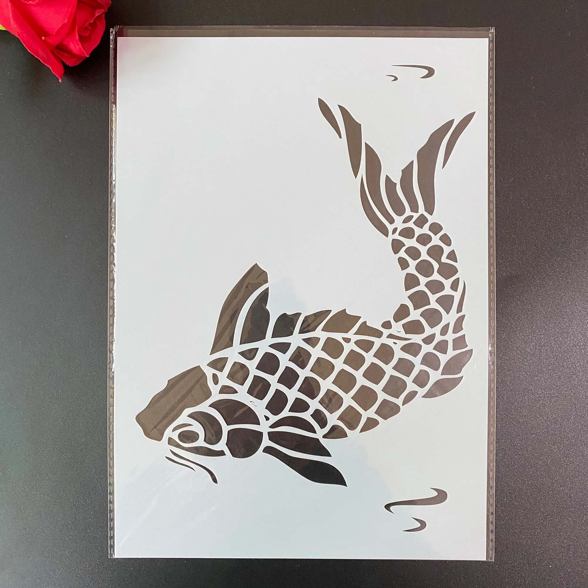 

A4 29 * 21cm Animal carp fish DIY Stencils Wall Painting Scrapbook Coloring Embossing Album Decorative Paper Card Template