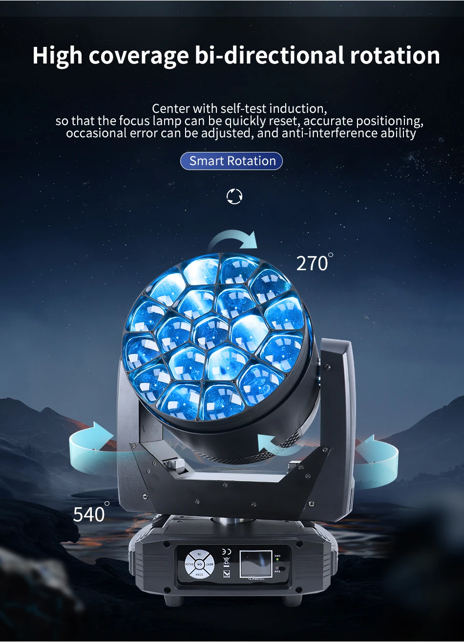 19x15w rgbw led strahl waschen große bienen augen zoom beweglicher kopf beleuchtung dj disco bühnen effekt ausrüstung – Detail 7