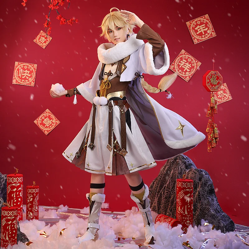 

Aether Costume Game Genshin Impact New Year's Greetings Traveler Cosplay Costume Christmas Halloween Costumes Outfit Uniform