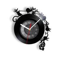 Adorable Mouse and Cheese Game Wall Art Wall Clock Vinyl Record Wall Clock Mouse Rat Gift Children Room Decorative Clock Watch 1