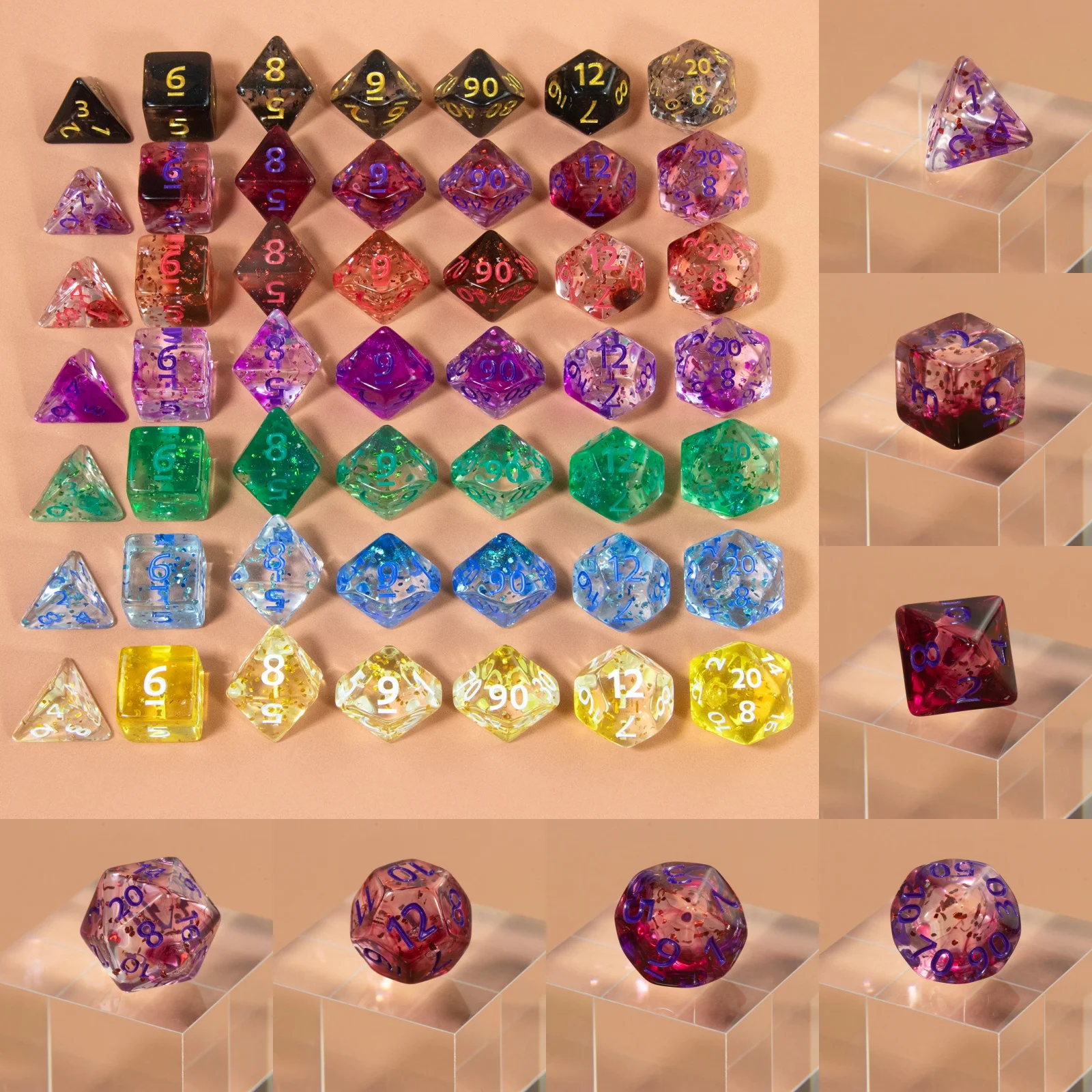 7개 DND 다이스 세트 폴리헤드럴 D4-D20 테이블 게임 다이스 팀 롤플레잉..