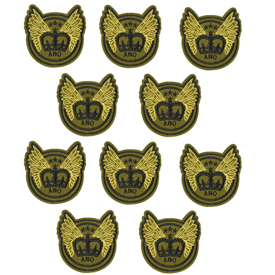 

10PCS Army Badge Patches for Clothing Dark Green Crown Embroidered Applique Iron on Patch Sewing Accessories Stickers on Clothes