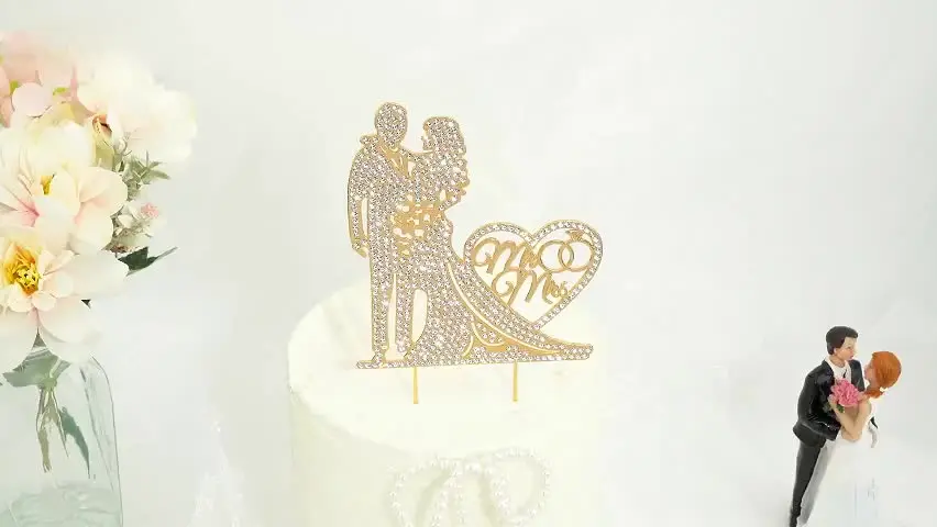 Mr And Mrs Wedding Cake Topper - Premium Silver Metal - Sparkly Wedding Bridal Shower Or Anniversary Cake Topper - Now Protected In A Box - View #4