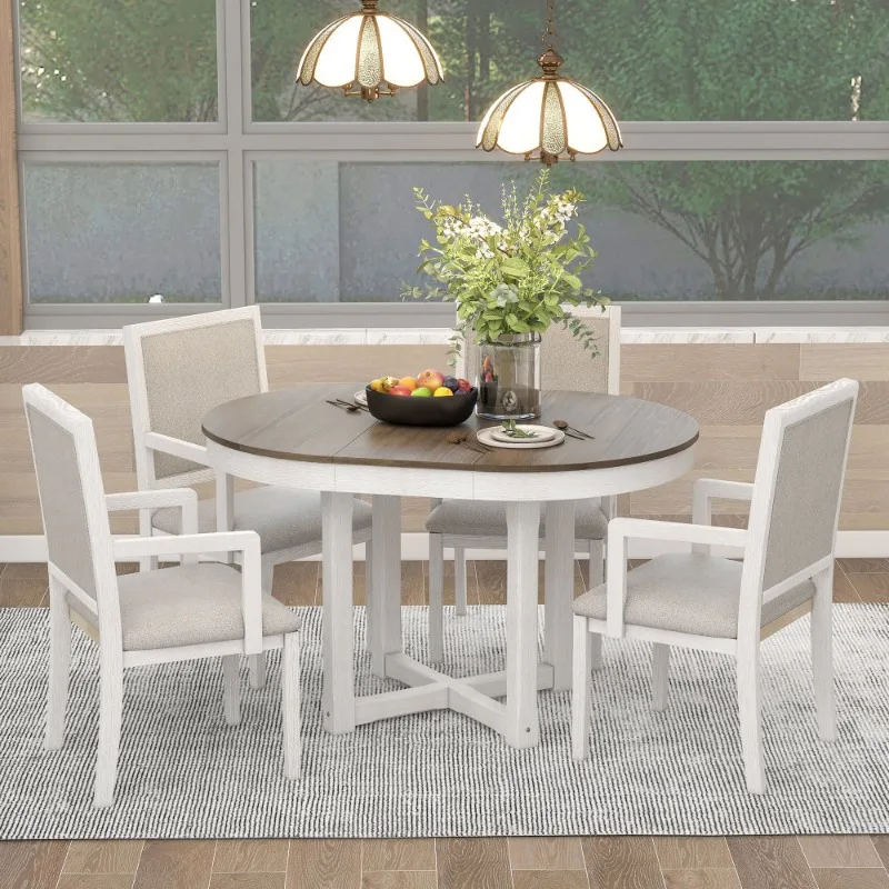 

5 Pieces Nordic Dining Room Sets Aesthetic Indoor Dining Tables Sets 4 Upholstered Chairs Dining Room Set Home Furniture