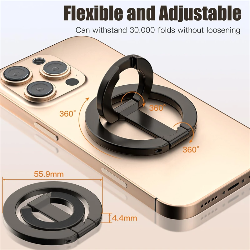 Magnetic Dual-Sided Phone Stand Grip with Car Mount Capability