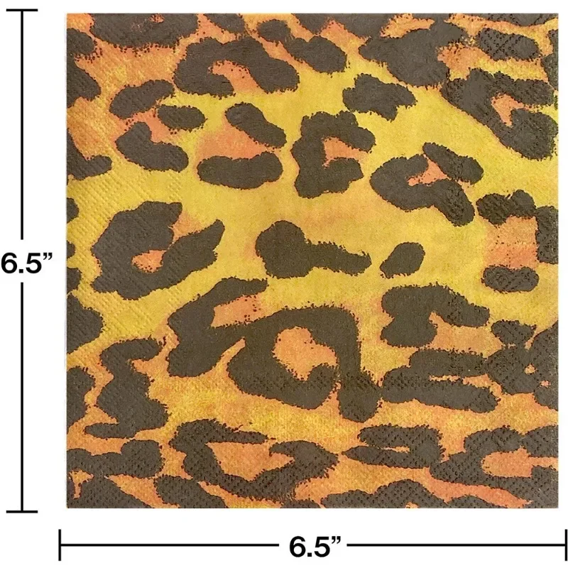 20pcs 33cm 2-Ply Leopard Print Soft Mother and Baby Available Food Grade Printed Pattern Party Tissue Commercial
