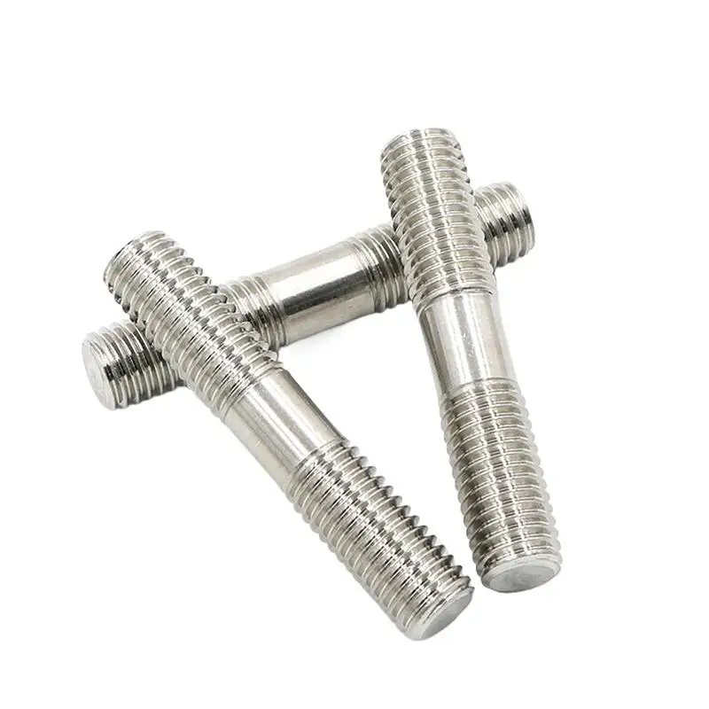 Hastes de Extremidade Dupla de Parafusos Roscados Parafuso de Cabeça Dupla Parafusos Personalizados Não Padronizados 50 Pcs por Lote Ss304 m3 m4 m5 m6 x 16 Mm200 mm Aço Inoxidável