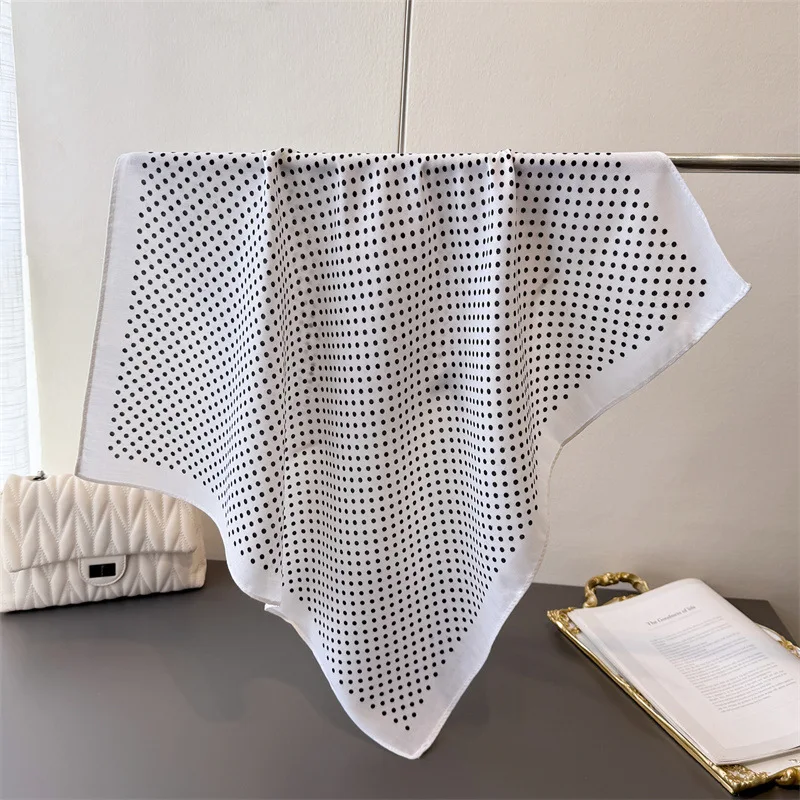 65*65cm Mode Polka Dot Kopf Schal Frauen Baumwolle Fühlen Hijab Frühling Herbst Wraps Platz Foulard Bandana Halstuch kopftuch – Detail 2