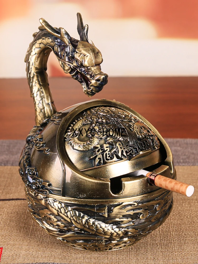 

[Zodiac] Ashtray Home Living Room Advanced Creative Personality Bronze Gift Metal Windproof Ashtray