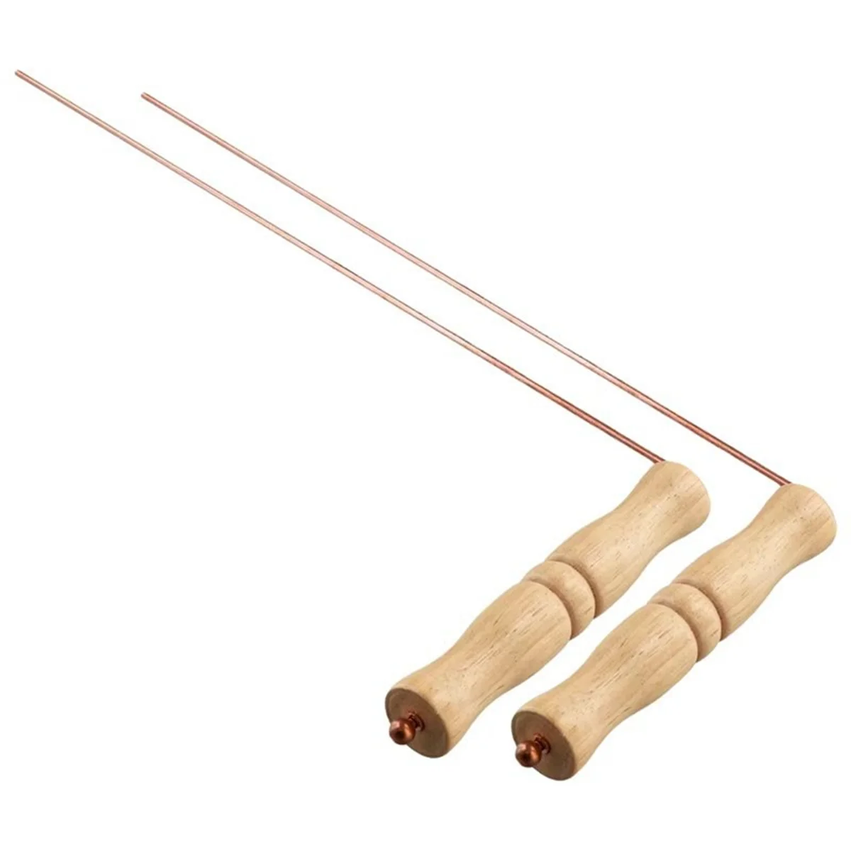BAAU Copper Dowsing Rods Kit for Divination Tool-2PCS Natural Wooden Handles Divining Rods
