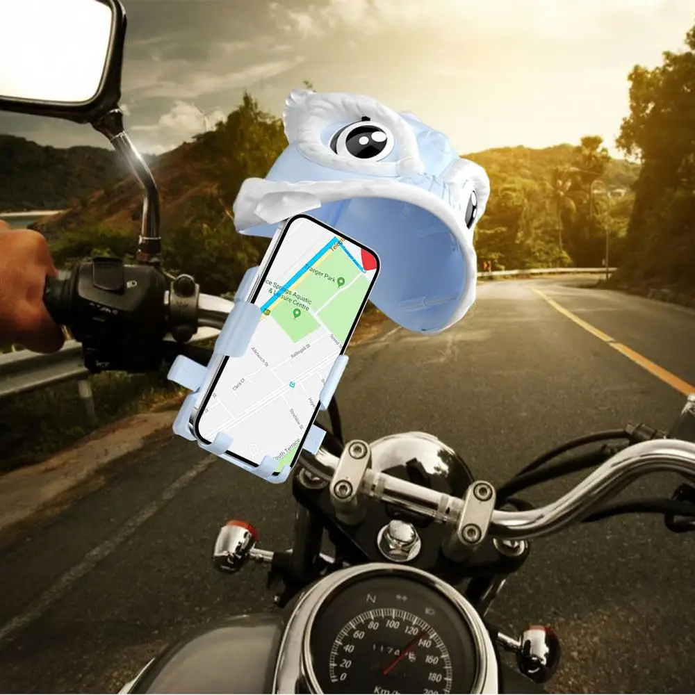Motorcycle Phone Mount Waterproof Stable Phone Holder With Lion Hat Navigation Stand With Strong Spring Arm Multifunctional