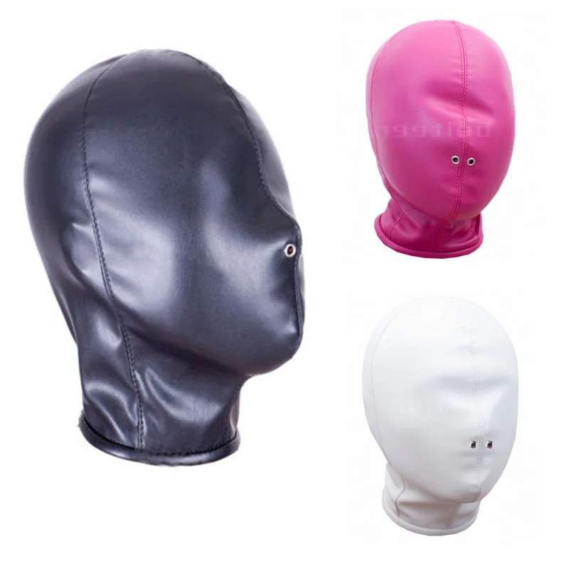 BDSM Bondage Headgear Soft Adjustable PU Leather Head Hood Closed Mask Open Nose Hole Erotic Sex Toys Slave Roleplay sex party toys erotic sex toy sex toys sex bondage toys