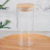 Clear Glass Transparent Glass Food Storage Jar With Lid Tea Coffee Beans Container Snack Nuts Sealed Box Kitchen Organizer 4