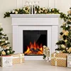 Electric Fireplace Mantel Package Wooden Surround Firebox TV Stand Free Standing Electric Fireplace Heater with Logs, 6