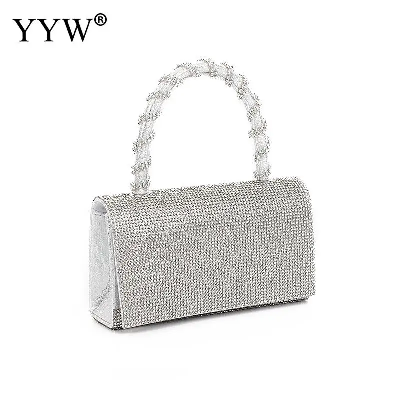 Woman Evening Bag Diamond Rhinestone Clutch Luxury Fashion Wallet Wedding Purse Party Banquet Silver Handbags Clutches Tote