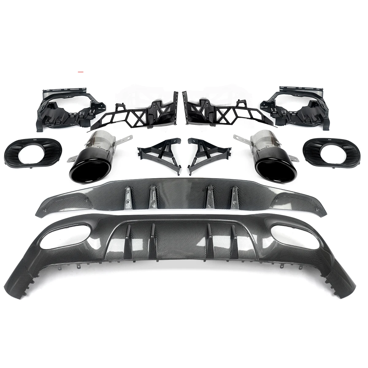 Rear Diffuser Lip For Mercedes Benz W177 A35 AMG Line Style 2018+ Back Bumper Spoiler Splitter With Exhaust Pipe Tips A200 A180