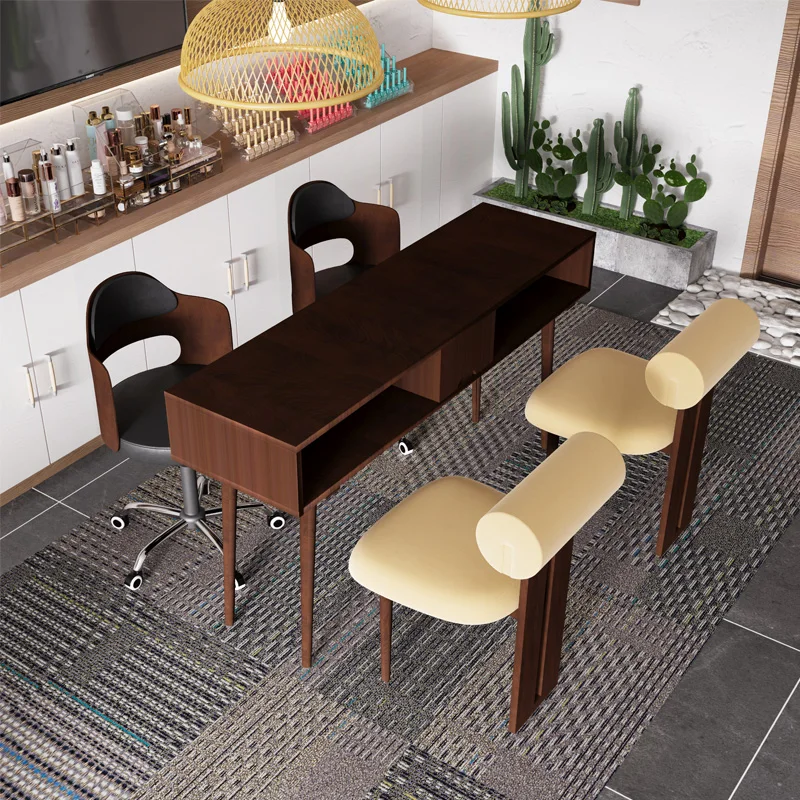 

Commercial Wooden Nailtech Desk Exquisite Modern Receptionist Desk Manicure Beauty Mesas De Manicura Nail Bar Furniture CY50NT