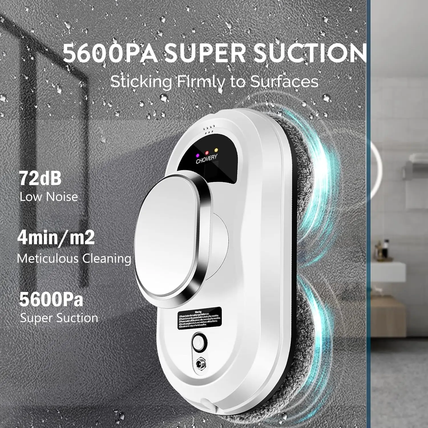 Cleaner Robot,Smart Glass Cleaning Robotic with 5600Pa Strong Suction,Remote Control Window Cleaning Robot for Windows/Tiles/Cla 3