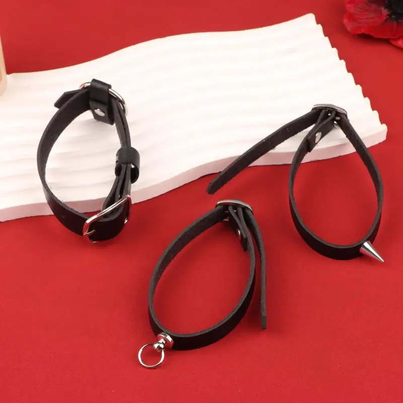 1 paar Knöchel Gürtel Schwarz O-Ring Knöchel Punk Leder Feder Fußkettchen männer Frauen Legierung Anhänger Zubehör YK2 knöchel Gürtel – Detail 6