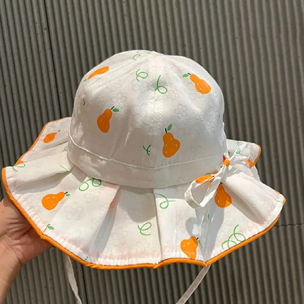 

Baby Girls Sun Hat Baby Hat Summer Wave Wide Brim Bowknot Bucket Hat Lace-up Bonnet Infant Hat Toddler Sunscreen Cap