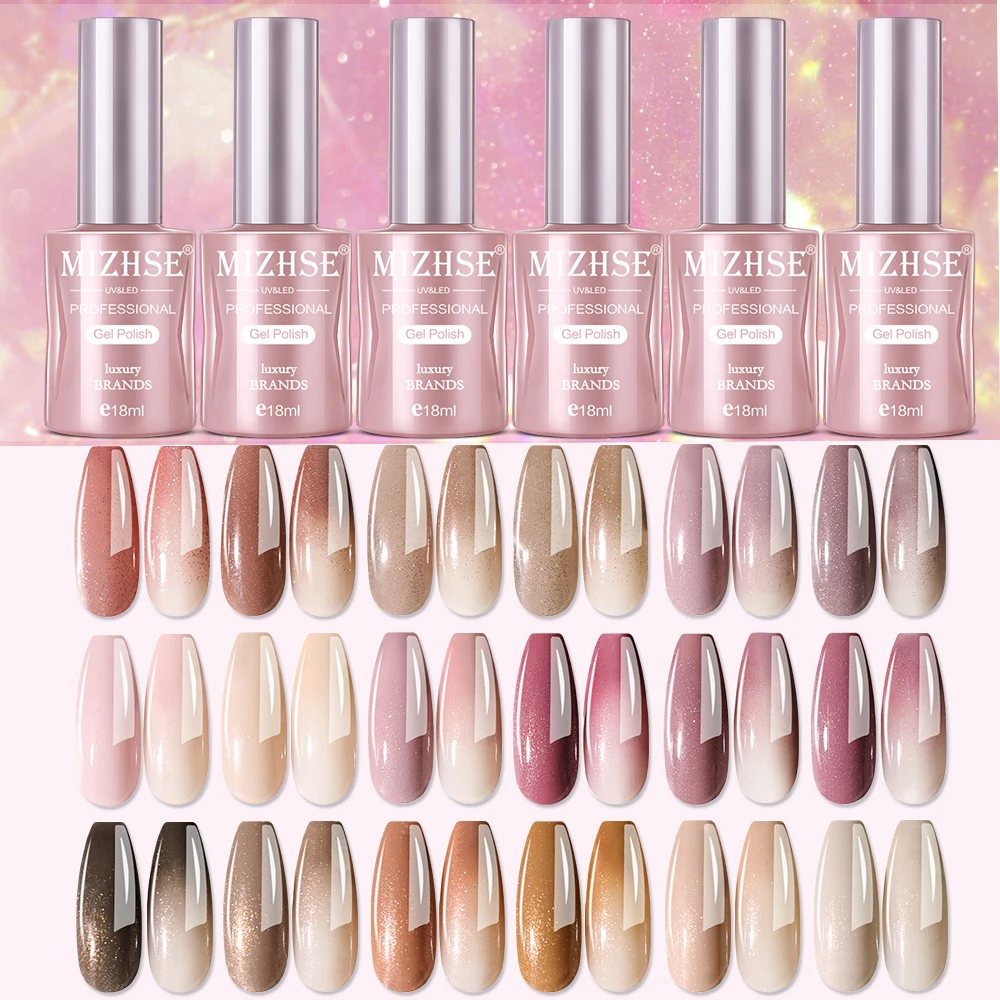 Mizhse 6pcs Gel Nail Polish Set High Gloss 18 Colors Semi Permanent  Varnishes Hybrid Uv Gel Glitter Polish For Manicure Nail Art - Nail Sets &  Kits - AliExpress