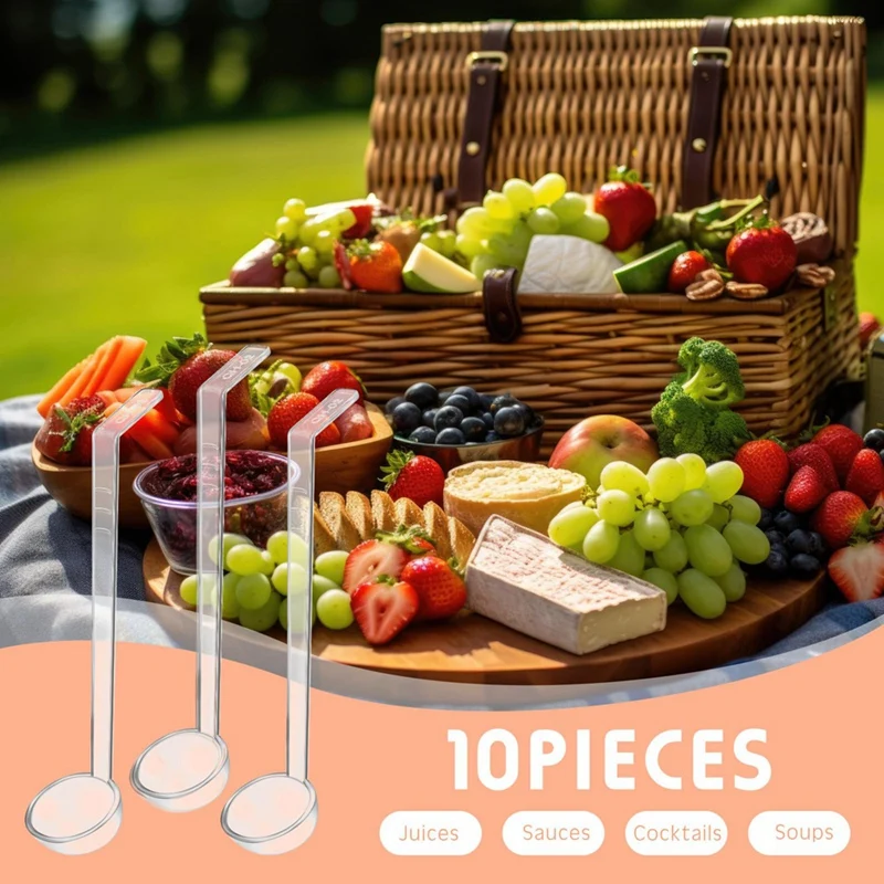 10 Pieces 1.2Oz Small Ladle Clear Plastic Ladle For Serving Dressings Punch Bowl Salsa Sauce Toppings