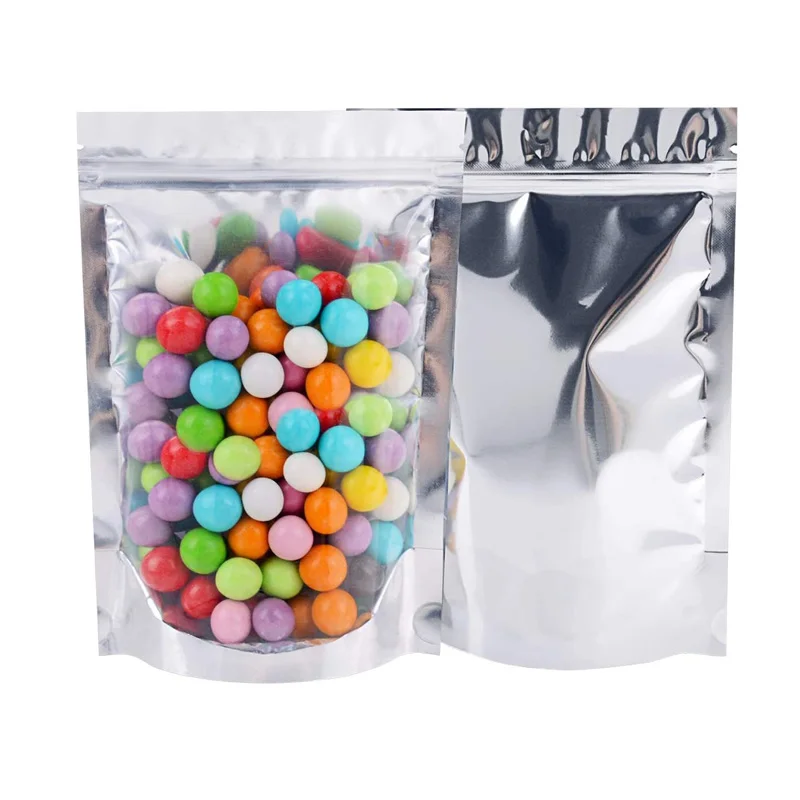 1000 Teile/los Lebensmittel Verpackung Aluminium Folie Stand Up Tasche Hause Lagerung Tee Kaffee Bohnen Liefert Druckverschluss Beutel Mit Fenster Wiederverschließbar – Detail 1