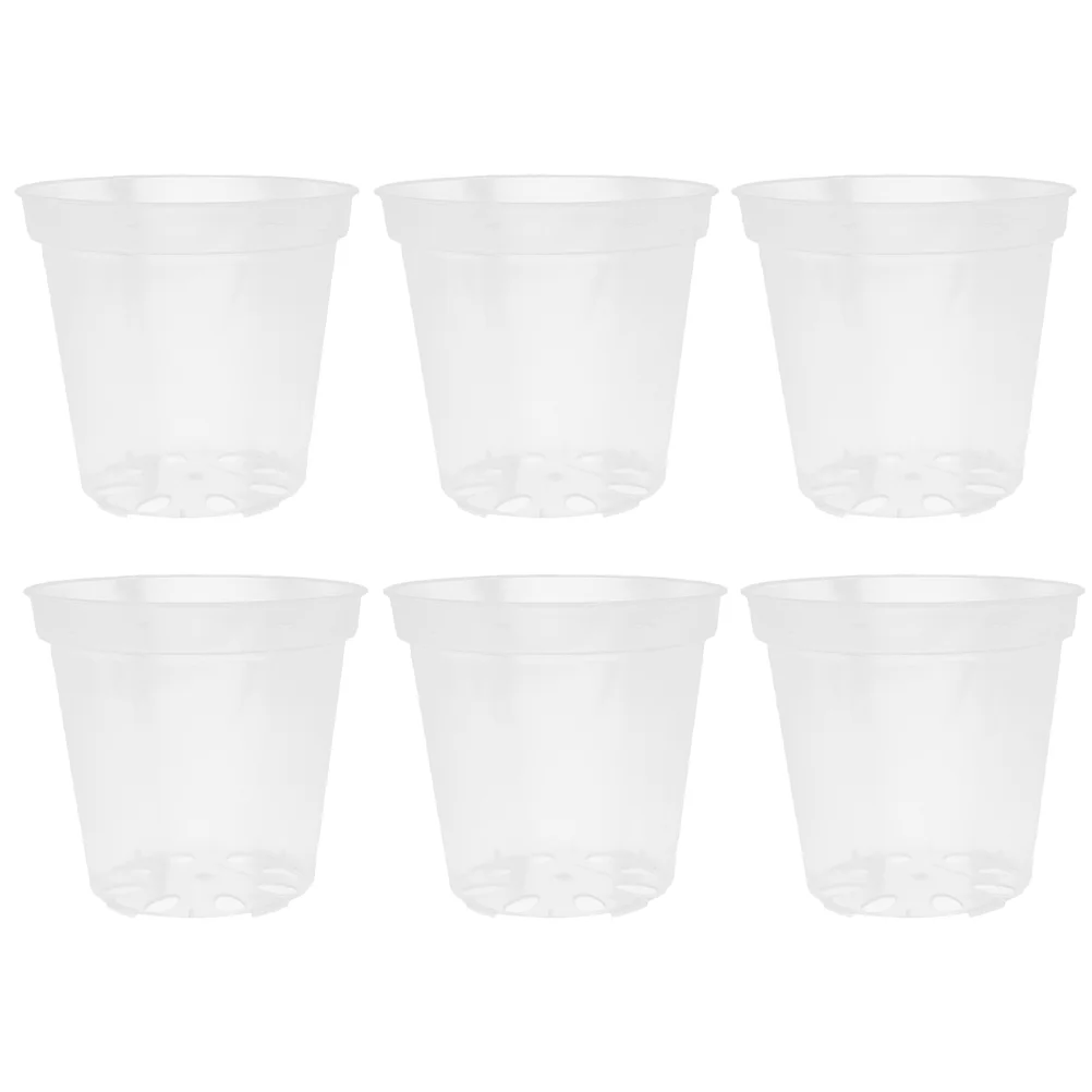 Transparent Flower Pot Set Plastic plant Pots With Holes Clear Garden Planters Breathable Planter Boxes garden Seedling pot 6Pcs flower pot,hydroponic flower pot,plant pot