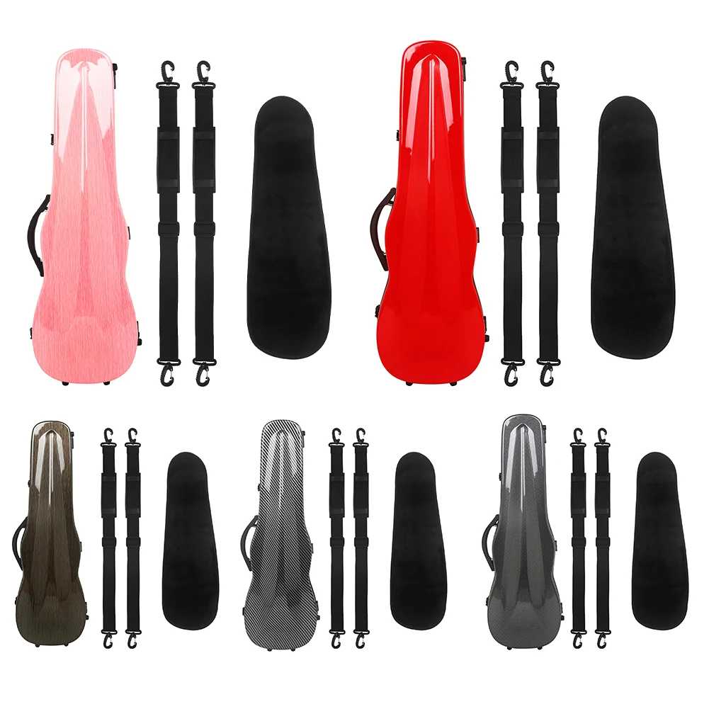 44ViolinCaseLightweightPortableViolinBoxWithBuiltinHygrometerShoulderStrapsCarbon