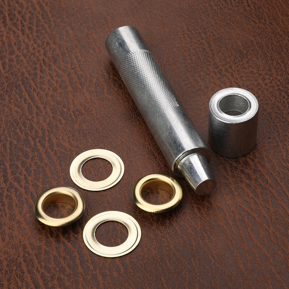 Description Picture 6 of itemTLKKUE 100Set Brass Eyelet Kit Scrapbook Grommet Eyelets Hole Metal Button Press Puncher Tool And Leather Punching Working Tool