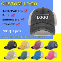 New Washed Cotton Customizable Logo Baseball Cap Summer Autumn Splicing Mesh Breathable Sun Protection Casual Sports Men's Hat 1