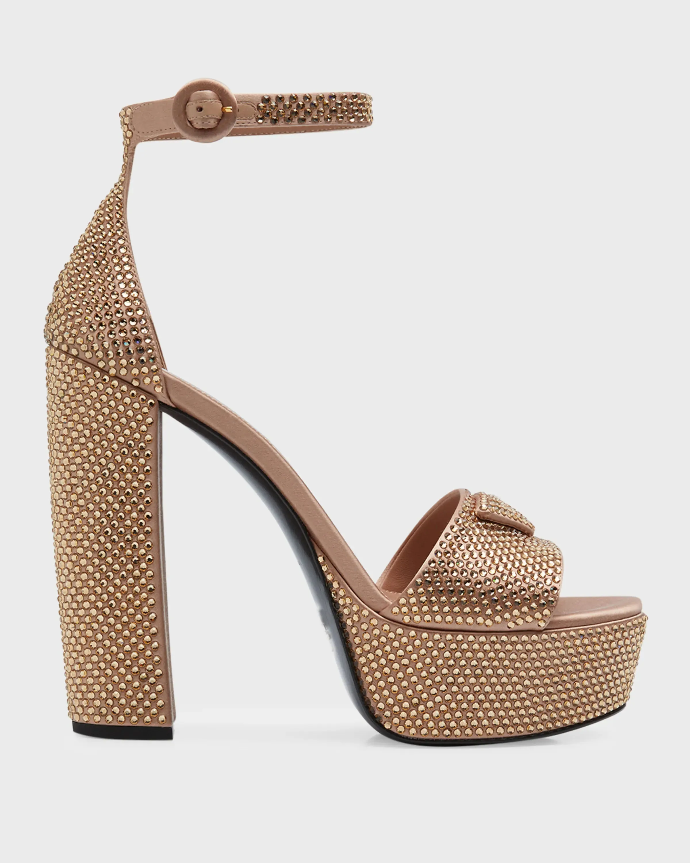 

Logo Shoes Crystal Ankle-strap Platform Sandals Crystal Embellished Silk 135mm Platform Sandals Brand Oeing 8882310081052