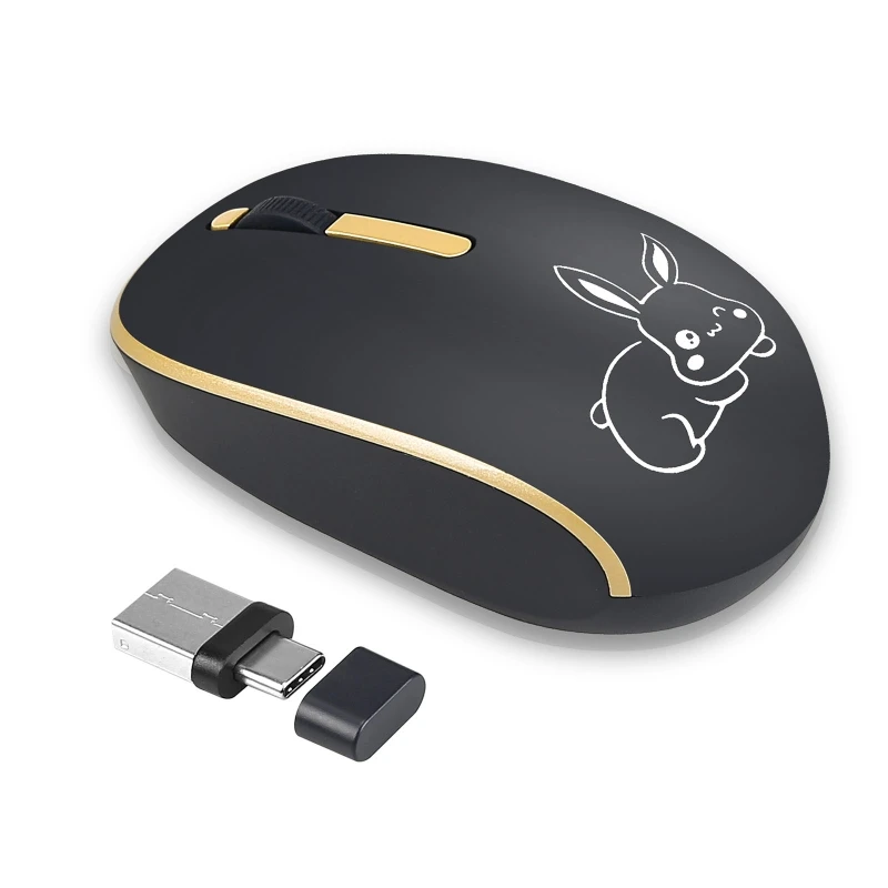 무선 마우스 2.4G 저소음 인체공학적 1200DPI(USB 수신기 Type-C 어..