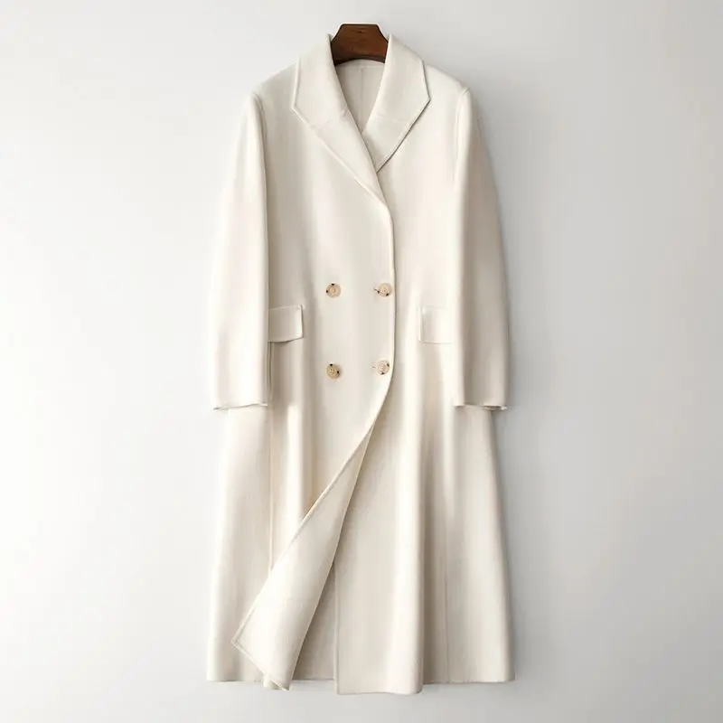 

30 cashmere 70 wool new double-sided woolen coat 2023 autumn long cashmere coat for women