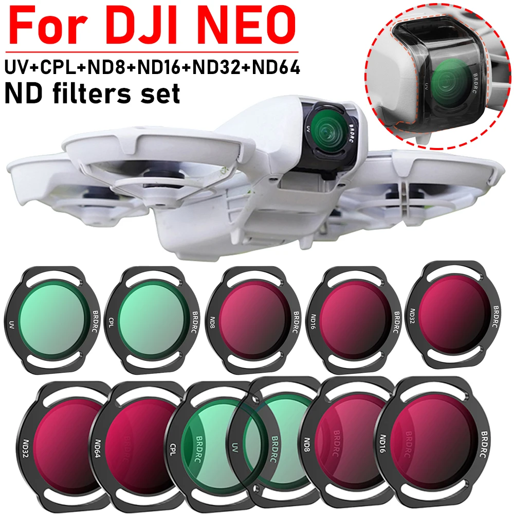 Lens Filter Kit ND Filters Set For DJI Neo UV CPL ND8/16/32/64 Filter Optical Glass Filter CPL Polarizer For DJI Neo Drone