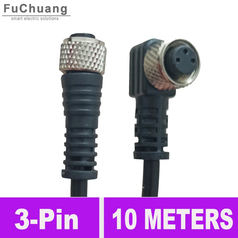 

Straight or Bend type inductive proximity sensor plug lead 10 Meters cable wire lead 3 pin connector head for LM8 series sensor