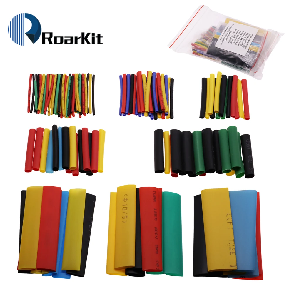 164pcs/Set Polyolefin Shrinking Assorted Heat Shrink Tube Wire Cable Insulated Sleeving Tubing Set 2:1