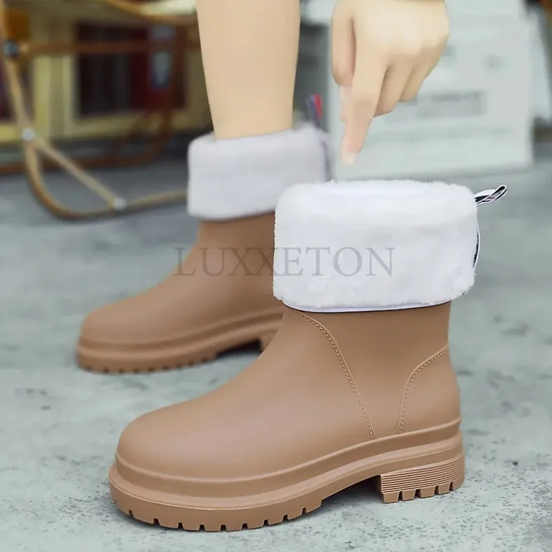 

Women Rain Boots Waterproof Non Slip Mid-tube Boots Pvc Rubber Shoes Kitchen Overshoes for Reasons Fashion Botas De Mujer