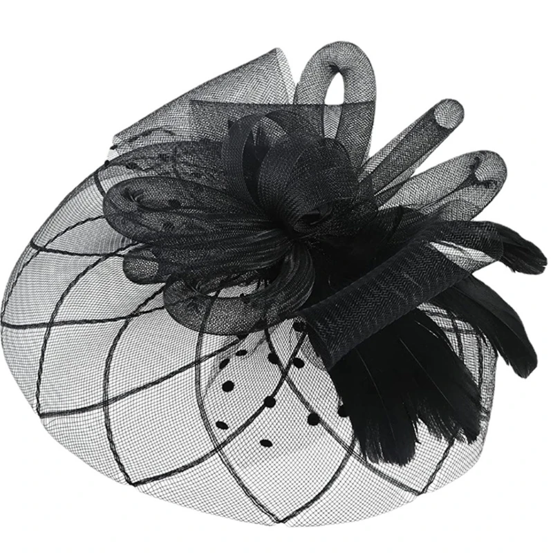 Headwear with Flower Mrs. Maisel Hat for Christmas New Year Bridal Party 20s Tophat All-match for Bride Wedding hair accessories bridal hair accessories retro top hat