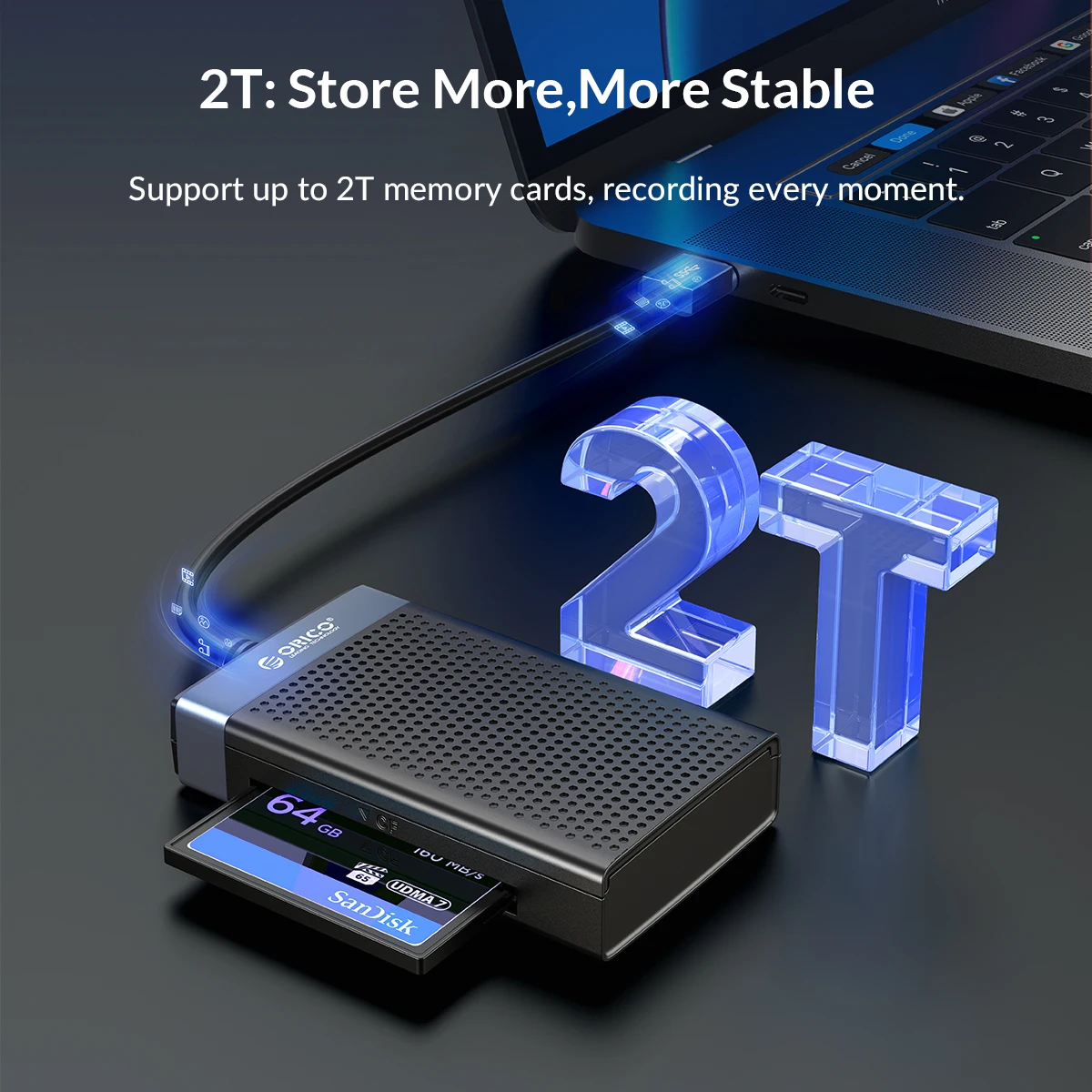 ORICO USB 3.0 USB C Card Reader 4 in 1 Memory Smart Card Reader SD