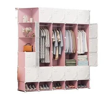 Armadio Componibile Moderno per Casa, Montaggio Semplice, Pieghevole, Combinazione Fai-da-te, Porta in Plastica Portatile